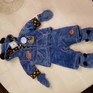 Disney Baby Mickey & Pluto 2 pc Plush Pram Suit NWT